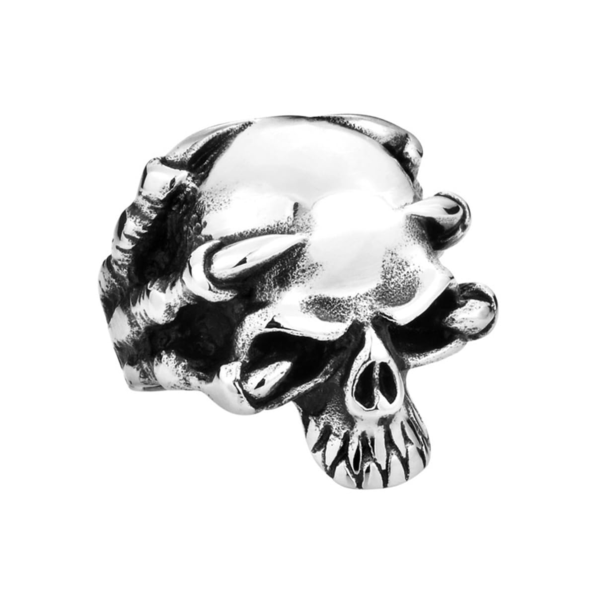 VELESAY Anillos Hombre Acero Inoxidable Anillo Gótico Calavera Anillo Punk Rock Skull Anillo Vintage Biker Cráneo Anillo Calavera Mujer Anillos Joyería