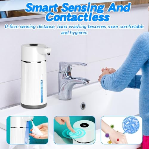 Image of Automatic Soap Dispenser, Rechargeable Sensor Hand Wash Dispenser with Digital Electricity Screen, 420ML Large Capacity, 4-Speed Adjustable Auto Foaming Dispenser for Bathroom (White)