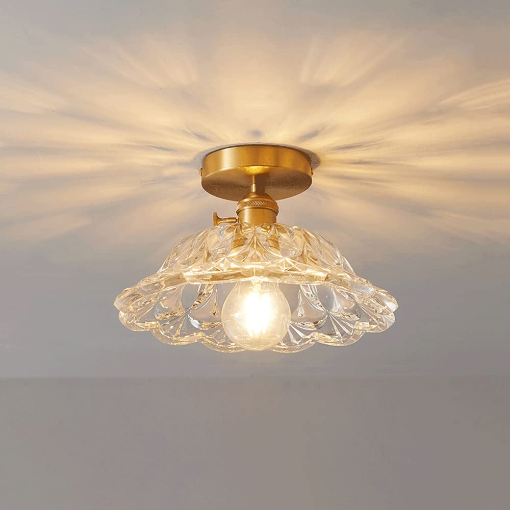 MOCIGERN Nordic Flush Mount Ceiling Light Fixture Japanese Ceiling Light with Glass Shade Droplight with E27 Base for Living Room Bedroom Foyer Hallway (Color : C(width:25cm))