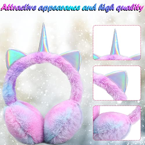 Hadm Rainbow Unicorn Earmuffs Warm Cute Winter Ear Warmers Portable Soft Plush Ear Muff For Women Kids Girls #TOP4