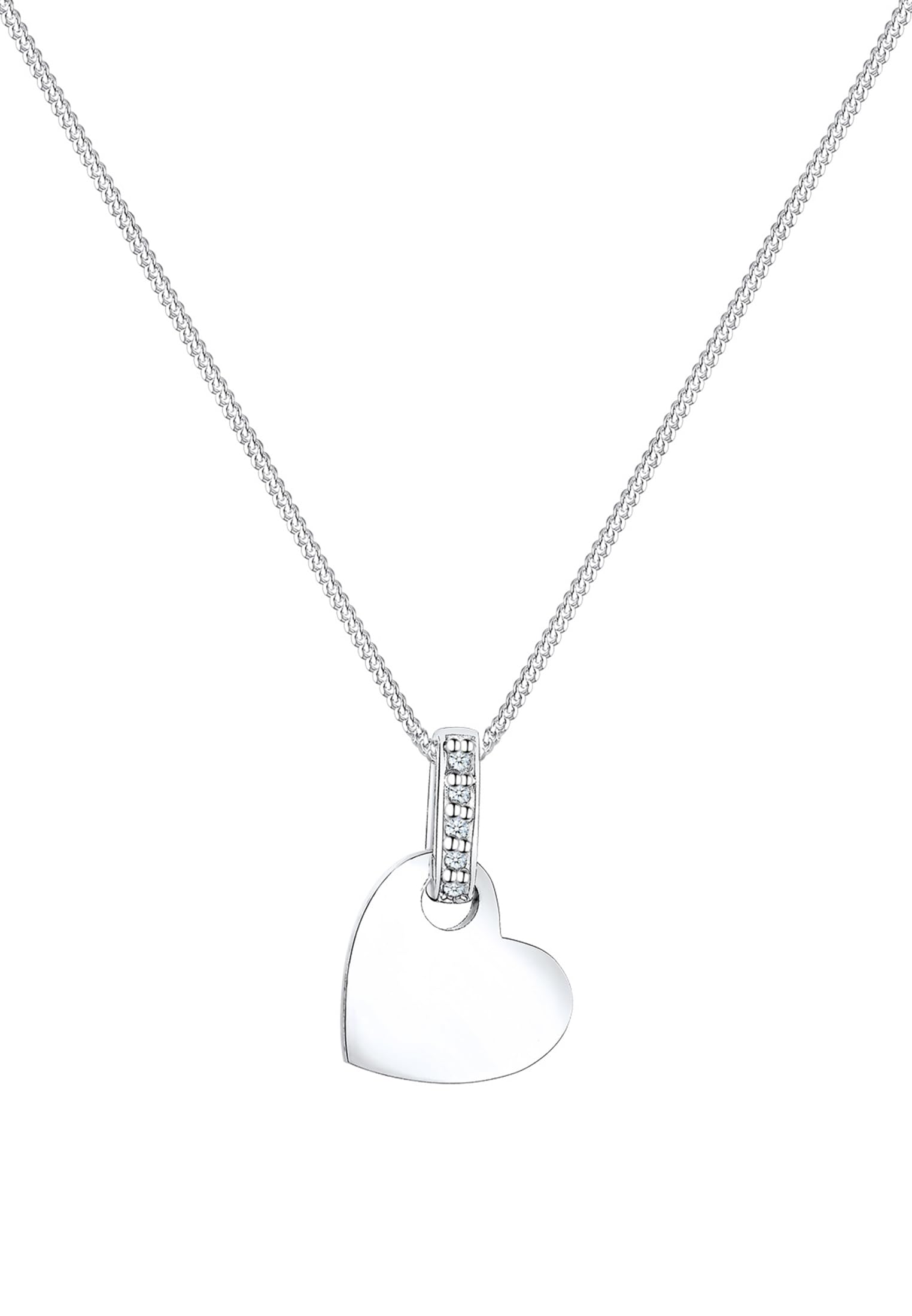 Elli DIAMONDS Halskette Damen Herz Anhänger Liebe Klassisch mit Diamant (0.05 ct.) in 925 Sterling Silber