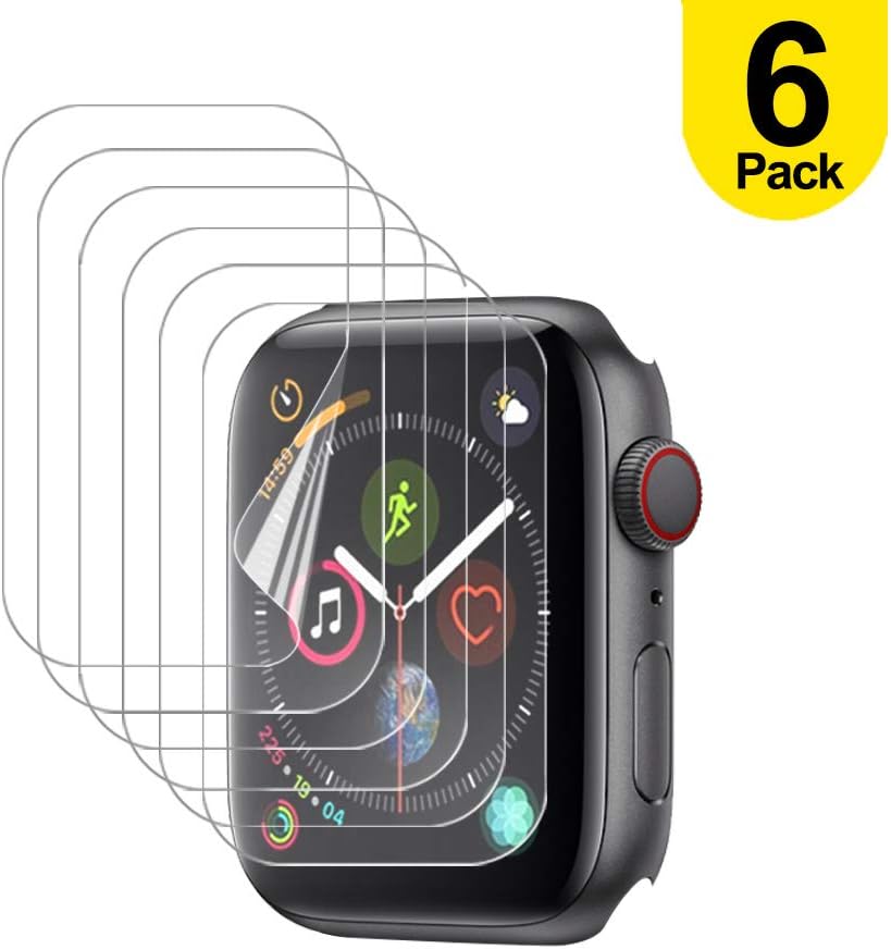 AloMit [6 Pack] Screen Protector for Apple Watch 44mm (Series 4/5 ) [Case Friendly] [Bubble-Free] [Lifetime Replacement Warranty] HD Clear TPU [NOT GLASS] Screen Protector