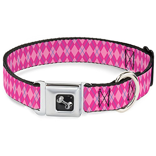 Collier de chien Buckle Down argyle rose os en nylon robuste