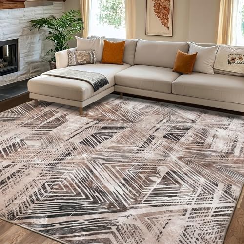 Image of Medallion Vintage Look Carpet for Living Room Bedroom Dining Room | Washable Area Rug with Non Slip TPR Backing | Modern Floor Carpet for Home(Design01-5x7 Feet)