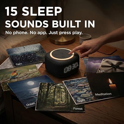 Gemini Home Speaker with AI Voice Assistant Access & Built-in Mic, Bluetooth White Noise Machine for Bedroom, 16 Sleep Sounds, 8 RGB Night Light Modes, LED Clock Display (BRS-180) by Gemini - Used condition - Image 2