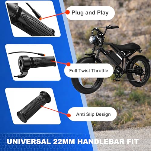 Image of Full Twist Throttle for Qlife Racer, 3 Pin Waterproof Plug and Play Ebike Throttle Grips for Macfox, HappyRun, Freego, Electric Bike