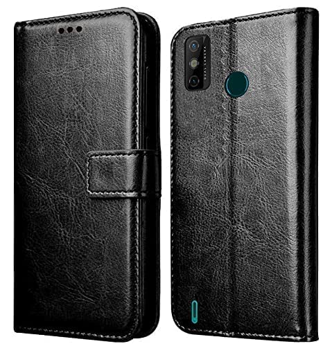 Cute Click Shockproof Vintage Flip Back Cover for Tecno Spark Go 2020 - Black