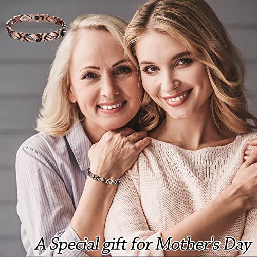 Jecanori Copper Bracelets For Women,Magnetic Ring For Arthritis Pain Relief~Effective Therapy For Rsi Carpal Tunnel~100% Pure Copper Crystal Bracelets~Jewelry Gift With Adjust Tool #TOP3