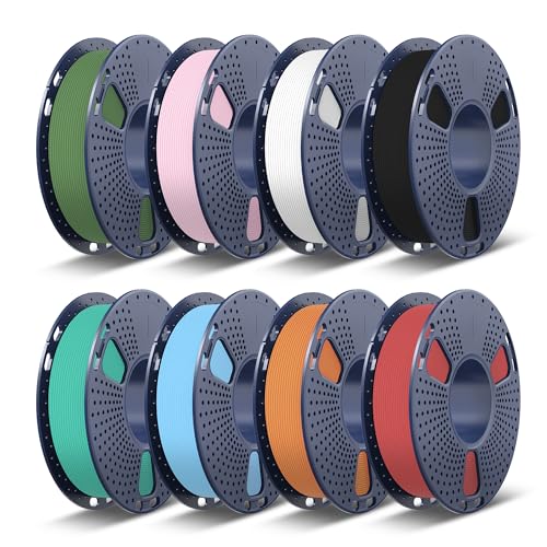 Image of TECBEARS High Speed PLA 3D Printer Filament Bundle, Matte PLA Filament 1.75mm for High Speed 50-600mm /s, 8 Pack,250g Spool, Black+White+Blue+Orange+Pink+Red+Green+Olive Green
