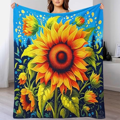 Couverture tournesol 3D en peluche microfibre douce chaude 100x130 - 6