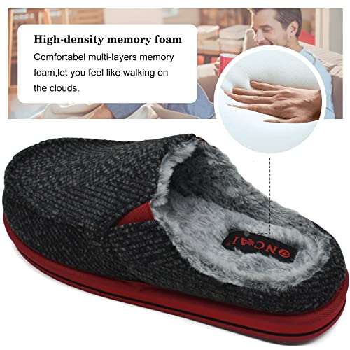 Image of ONCAI Mens Clog Slippers with Arch Support Stripe Faux Fur Cotton-Blend High-Density Memory Foam Warm House Slippers Slip-on Indoor Outdoor Rubber Sole Size 7-16