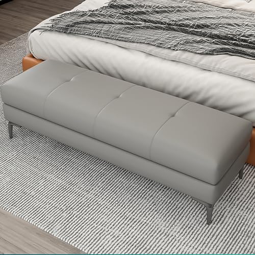 Banc de rangement pour chambre gris 60 cm avec coffre à chaussures intégré