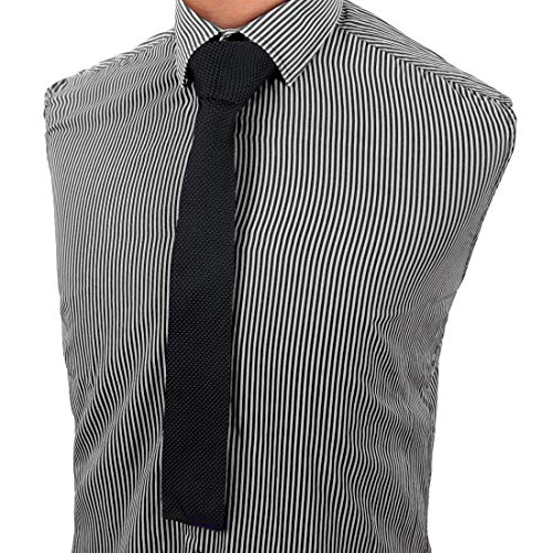 Dan Smith Black Men Skinny Knitted Tie Solid Square Knitted Slim Knitted Ties Dao3E01B Polyester Black #TOP1