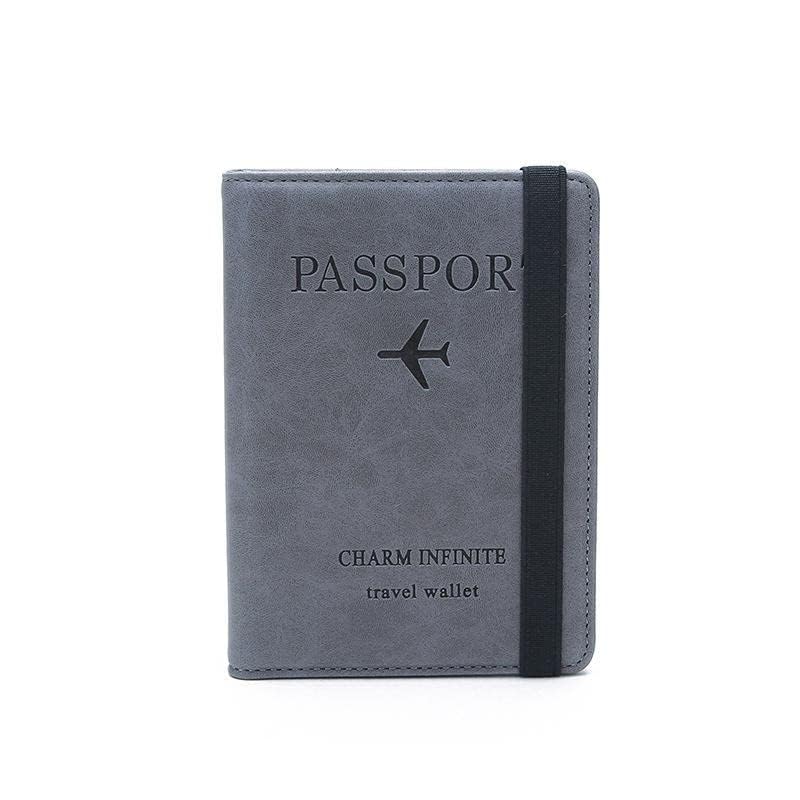 Image of Passport Holder Cover Wallet RFID Blocking PU Leather Travel Document Holder, Card Case Travel Accessories for Women Men (Grey)