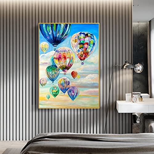 Peinture à l'huile peinte à la main montgolfière pour une ambiance poétique