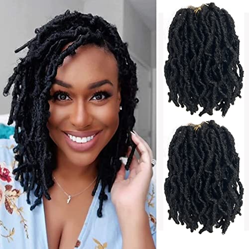 Faux Locs 8 Inch 6 Packs Soft Locs Crochet Hair for Kids, Pre-looped Goddess Locs Braiding Hair New Faux Locs for Black Women(1B#, 6Packs)