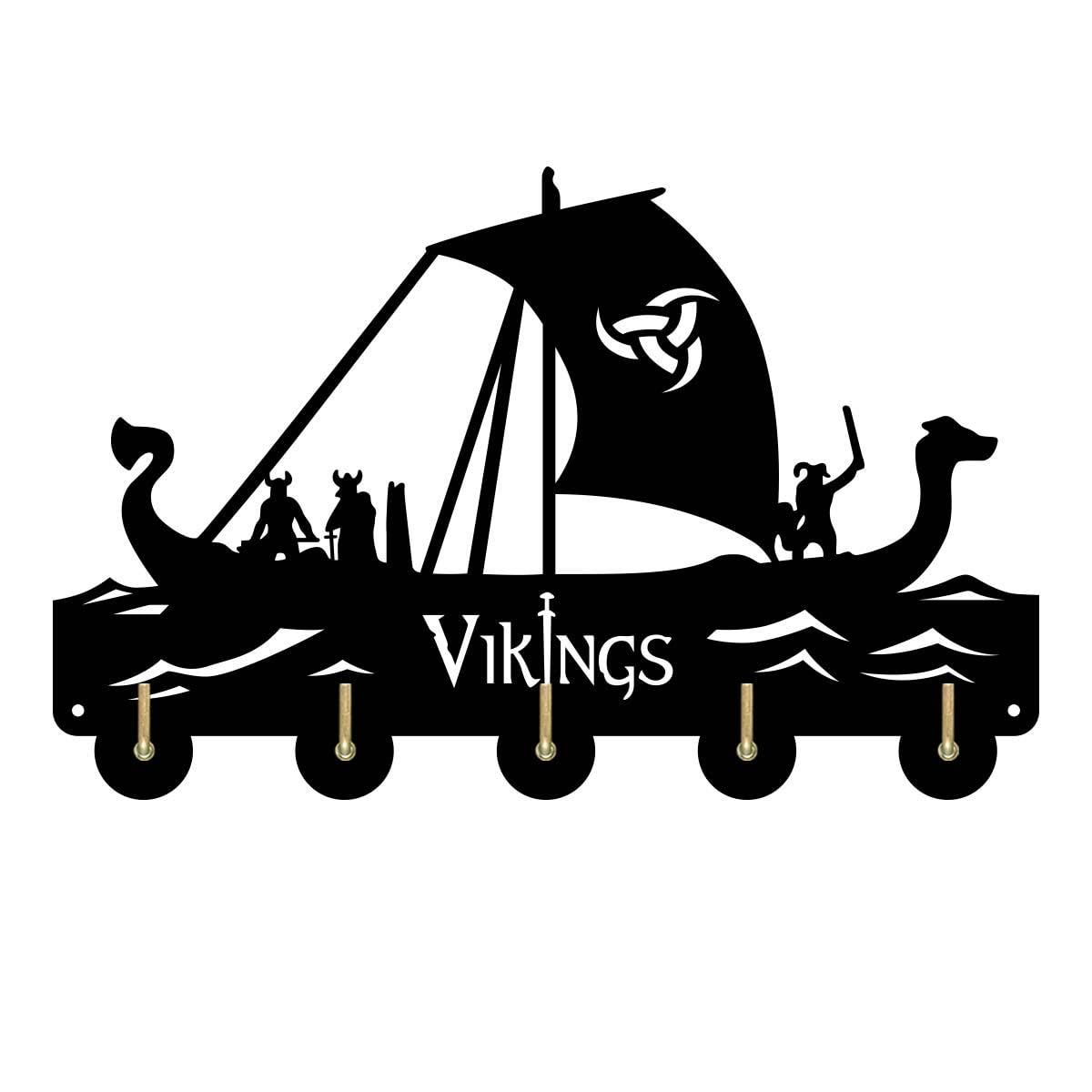 Porte-clés pour mur décoratif Vikings silhouette en bois de haute qualité SZFR