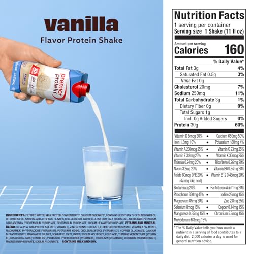 premier protein shake vanilla 30g protein 11 fl oz pack of 12 packaging may vary