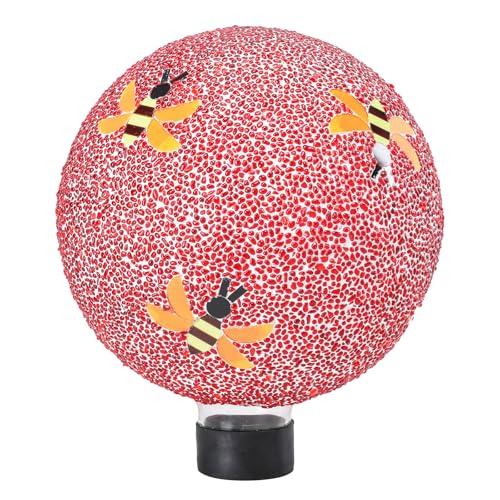 Gazing Ball 8 Inch Bee Glass Mosaic Garden Globe Outdoor Gazing Globe Yard Ornament for Garden Yard Home Lawn Outdoor Decoration Gift for Women (Not Solar Powered)