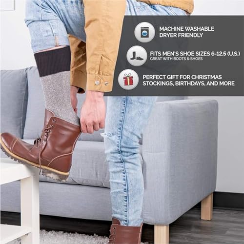 HOT FEET Winter Socks for Men – Warm Cozy Long Crew Cold Weather Boot Socks, Cotton Blend Work Mens Sock, 8 Pairs Size 6–162
