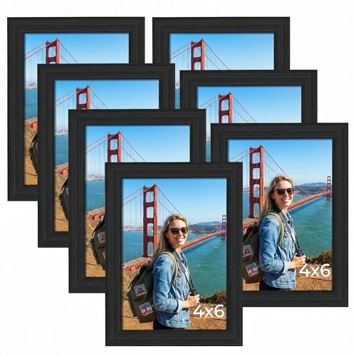 Giftgarden 6x4 Photo Frames Black Picture Frames for Tabletop or Wall Mounting Display, Pack of 7