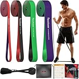 Bande Élastique Musculation [Lot de 4], Bande de Résistance pour Sport, 4 Niveaux Résistance Élastique, Elastique Sport pour Fitness, Pilates, Yoga Homme et Femme ﻿