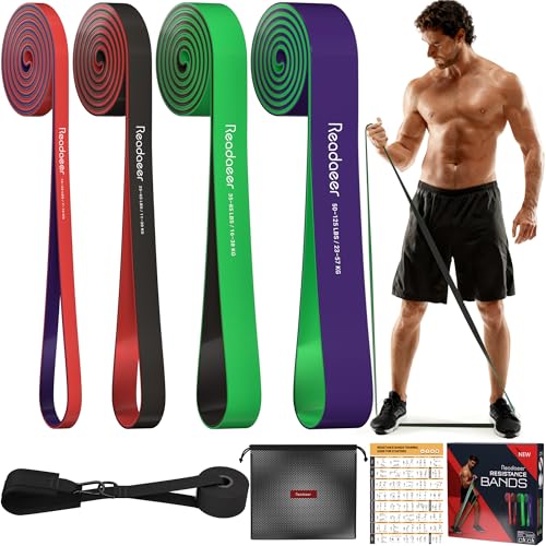 Bande Élastique Musculation [Lot de 4], Bande de Résistance pour Sport, 4 Niveaux Résistance Élastique, Elastique Sport pour Fitness, Pilates, Yoga Homme...