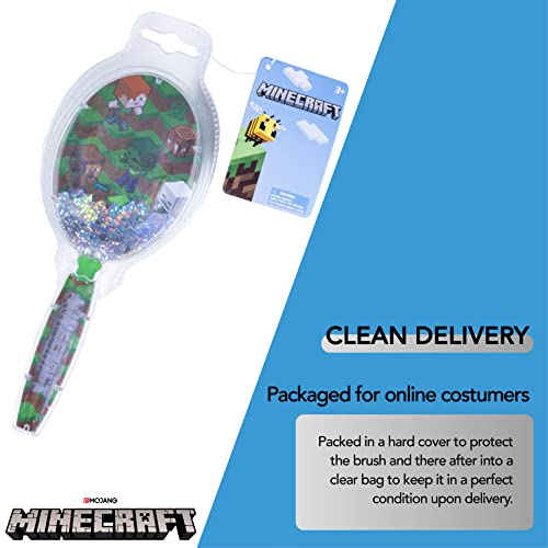 Minecraft Hair Brush with Magical Sparkling Cubes - Confetti Hair Brush, Green - Boys Hair Brush Ages 3+ - Image 5