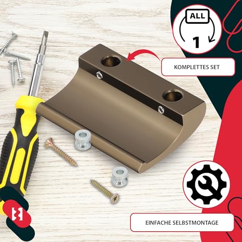 KOTARBAU Balkontürgriff Gold Terrassentürgriff DE LUXE Sicher Raucher Türoptik Schließen Griffmuschel Universal Ziehgriff Aluminium Balkongriff