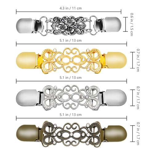 Ruisita 4 Pieces Vintage Dress Clips Retro Shirts Mitten Sweater Shawl Cardigan clothing Cinch Clips for Women & Girls2