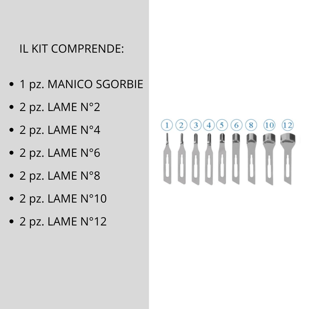 kit sgorbia per pedicure professionale, Manico e sgorbie per pedicure 2 pezzi per N° 2-4-6-8-10-12 In acciaio Inox temprato Eliminano la radice dei calli anche più estesi