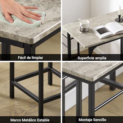 SoBuy Juego de Mesa Alta para Comedor, Conjunto de Bar con 2 Taburetes, Mesa de Cocina Moderna Ideal para Espacios Reducidos, OGT10-HG - imagen 6