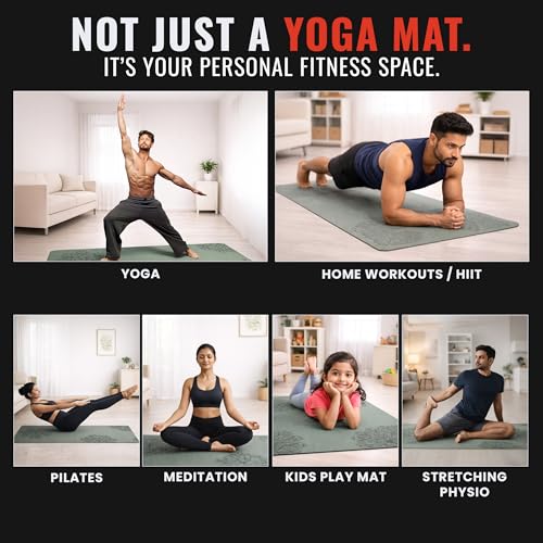 Image of Slovic Yoga Mat for Woman [6 MM] | TPE Yoga Mat for Man | Anti-Slip Exercise Mat for Home Workout & Home Gym | Durable & Lightweight Gym Mats for Floor With Cover Bag | Green