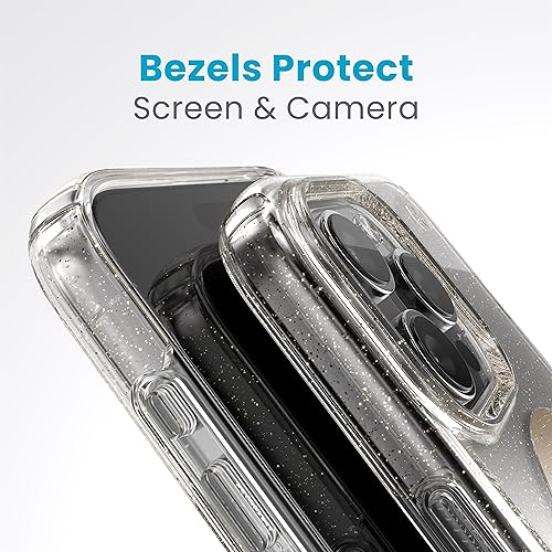 Image of Speck iPhone 15 Pro Max Case - Built for MagSafe, Drop Protection - Scratch Resistant, Anti-Yellowing 6.7 Inch Phone Case - Presidio Lux Clear /Gold Glitter /Beige Sweater