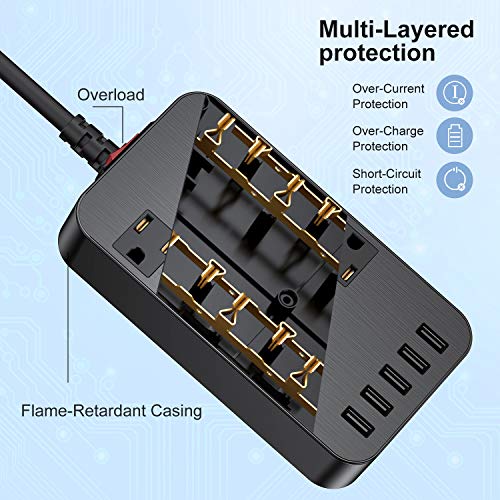 Power Strip - 6-Outlet Surge Protector with 5 USB Ports Fast Charging (4.8A), 6Ft Long Extension Cord Flat Plug Wall Mountable, 1700 Joules for iPhone iPad Home Dorm Office Laptop Computer