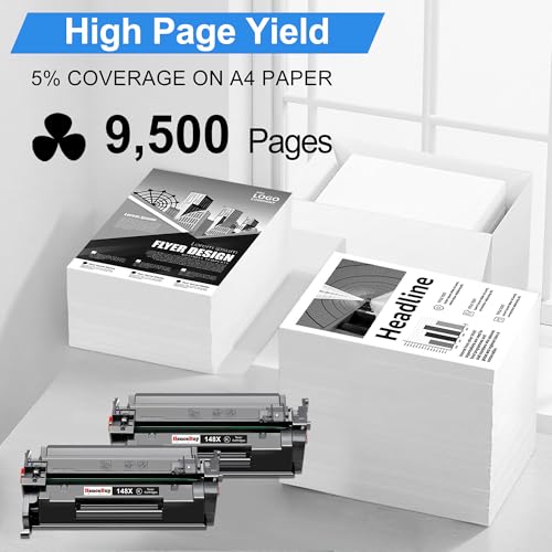Image of 2 Pack - 148X W1480x 148A Toner Cartridge Black High Yield | Replacement for HP 148X 148A W1480A W1480X Works with for HP Pro 4001dw 4001dn 4001n MFP 4101fdw 4101fdn Printer