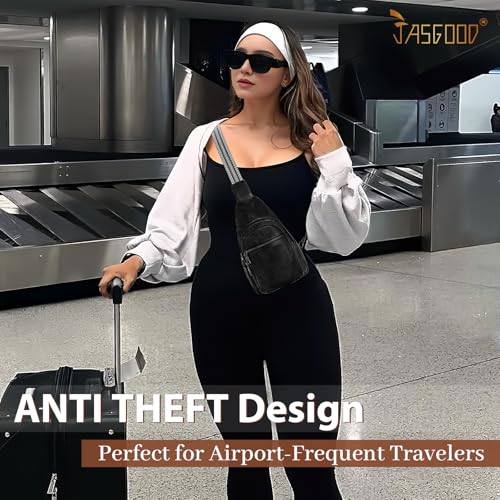 Image of JASGOOD Anti Theft Small Sling Bag for Women Leather Fanny Packs Crossbody Bags Trendy Anti-Theft Sling Purse for Travel