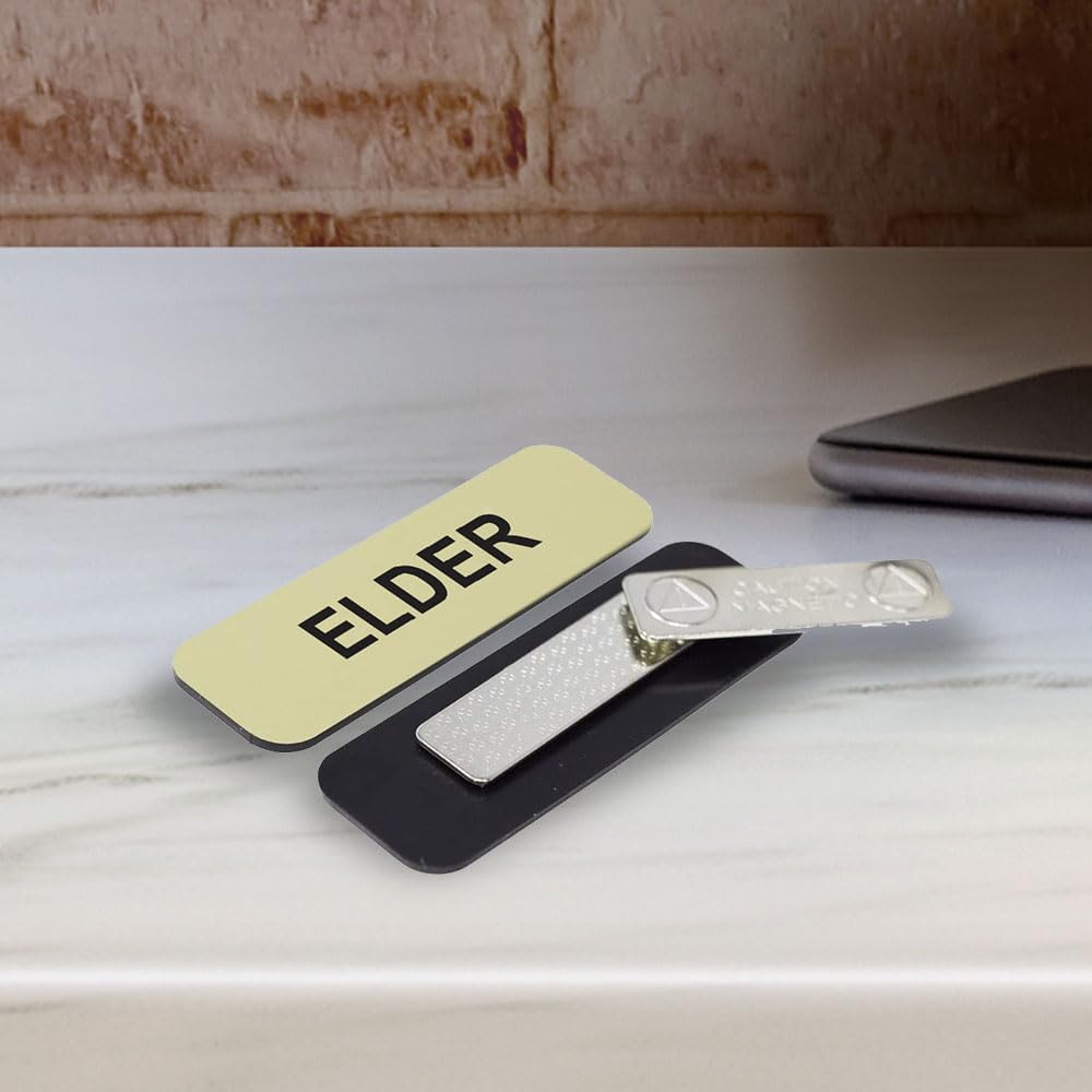 Elder 1 x 3 Name Tag, Black (10 Pack)