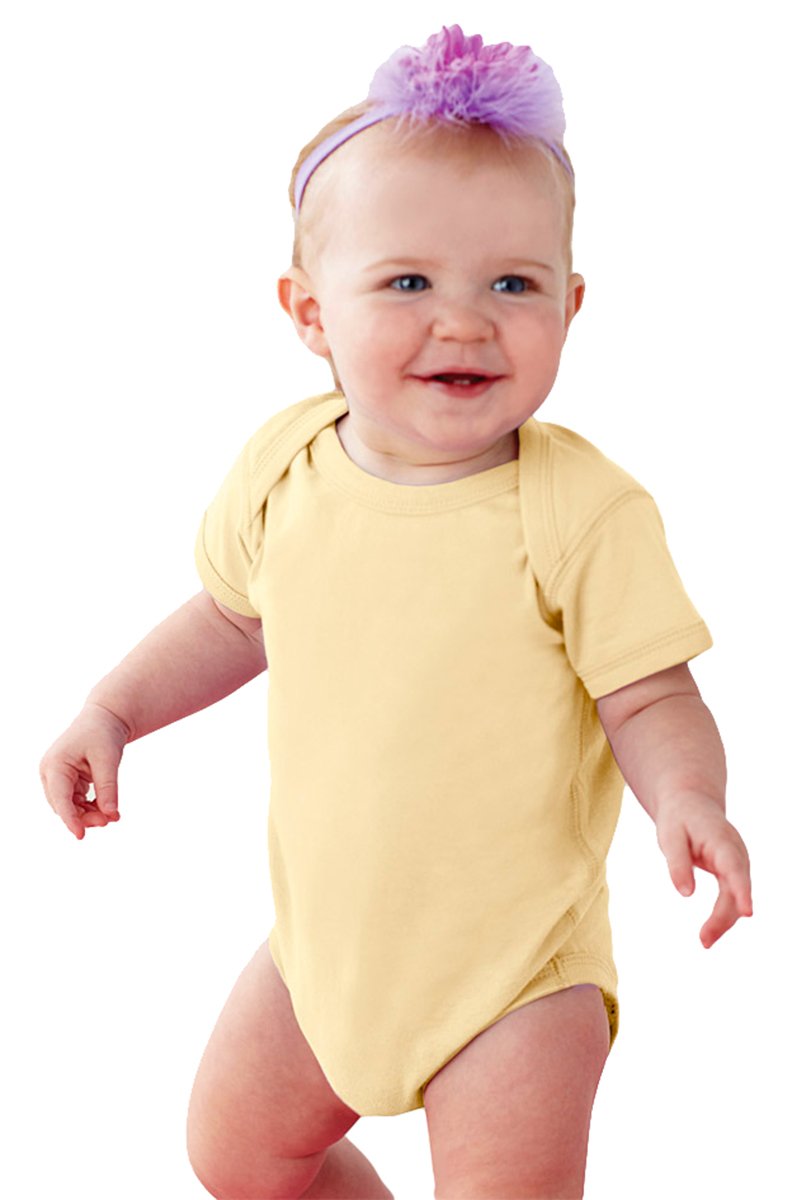 Rabbit Skins Infants'Fine Jersey Lap Shoulder Bodysuit, NB, BUTTER