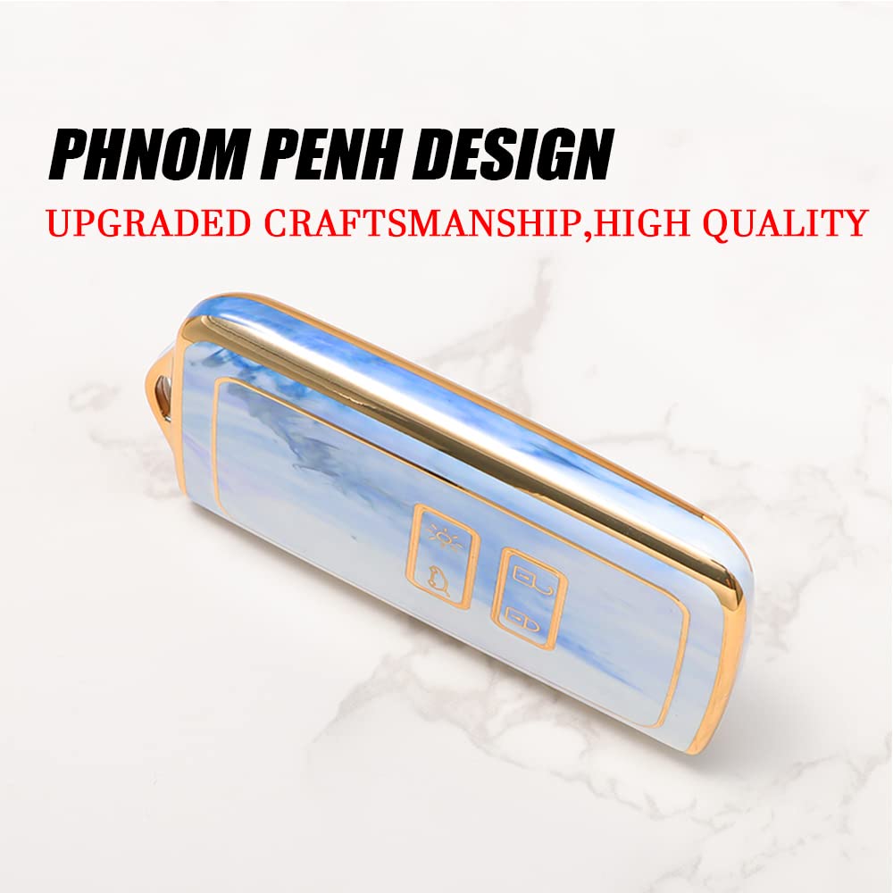 HIBEYO Autoschlüssel Hülle Renault - TPU Schutzhülle 4-Tasten Blau