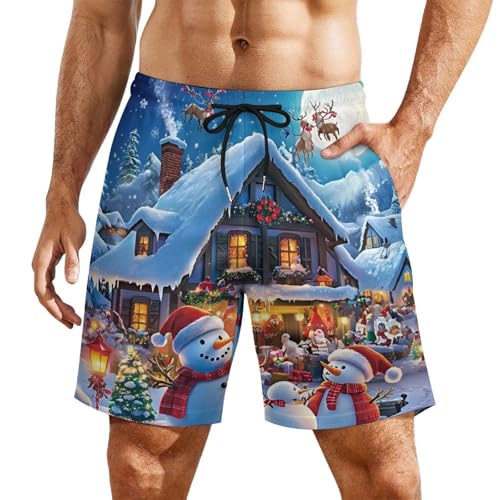 Santas Secret Village Mens Swim Trunks Quick Dry Beach Board Shorts with Pockets