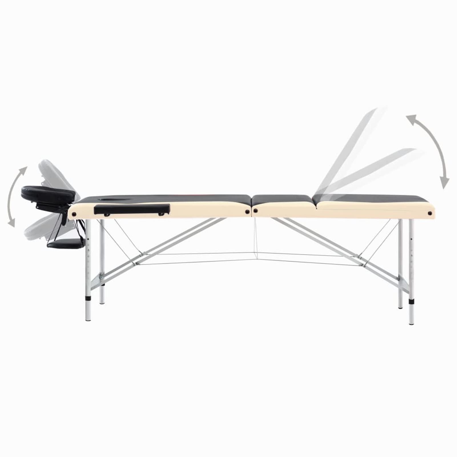 ZEYUAN Camilla de Masaje Plegable 3 Zonas Aluminio Negro y Beige, Apoyabrazos Tattoo, Camilla Tattoo, Camilla Estetica, Camilla De Espalda, Cama De Masaje, Mesa De Masaje 110237
