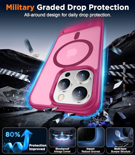 Image of Magnetic Compatible with iPhone 13 Pro Max Case, [Built-in Invisible Kickstand][Compatible with MagSafe] [Military Grade Shockproof] Slim Translucent Matte Phone Case for iPhone 13 Pro Max 6.7 inch