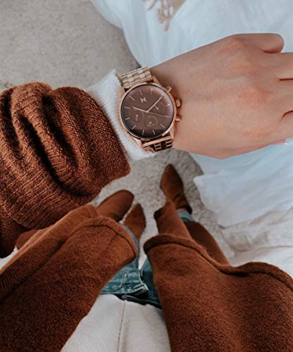 Image of MVMT Stainless Steel Analog Brown Dial Women Watch-28000063-D, Rose Gold Band