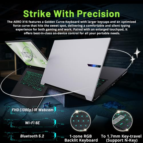 Image of GIGABYTE AERO X16 16 inch WQXGA 165Hz Gaming Laptop, AMD Ryzen AI 9 HX 370, 32GB DDR5, 3TB Storage(2TB SSD+1TB Docking Station Set), NVIDIA GeForce RTX 5070, 1-Zone RGB Backlit Keyboard, Win 11, White