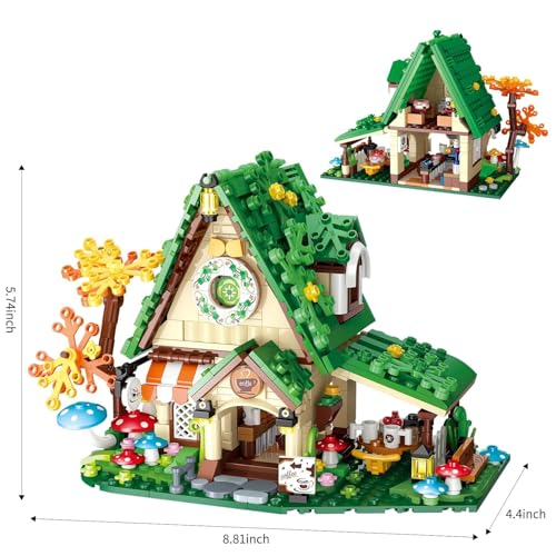 Image of SKY LINE OCEAN Forest Cafe House Toy Building Set 608+ Pcs with LED Lights for Girls, Dream Forest Theme House Friends Building Blocks Playset, Gift for Kids & Adults | 5 Year Structural Warranty