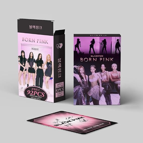 92Pcs Black-P Photo Cards Kpop Bp Lomo Cards,Bp Premium Cards Black&Pink Greeting Cards with Postcards Box for Fans/Born Pink