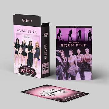 92Pcs Black-P Photo Cards Kpop Bp Lomo Cards,Bp Premium Cards Black&Pink Greeting Cards with Postcards Box for Fans/Born Pink