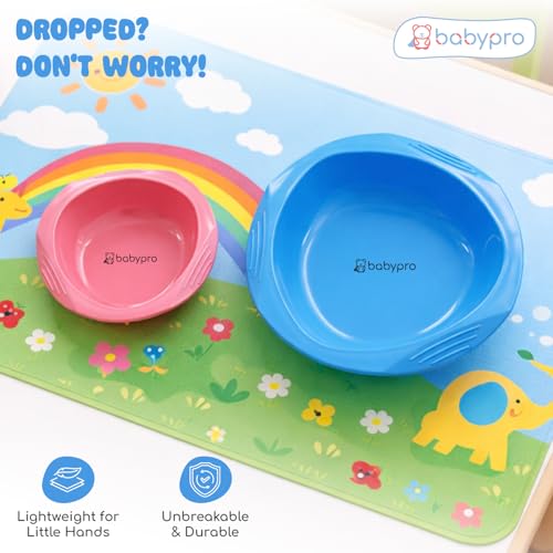 Image of BabyPro Baby Bowl Set for Cereal & Snack Bowl, Pack of 2, Pink & Blue | BPA-Free, Unbreakable, Microwave, Freezer & Dishwasher Safe, Stackable
