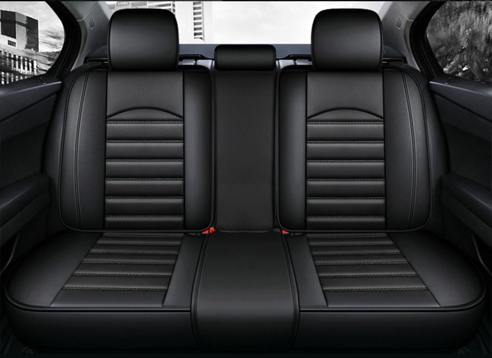 Auto Sitzbezüge Sets für Audi Q5 SQ5 2008-2017 2018 2019 2020 2021 2022 2023 2024 2025, 5 Sitzer Leder Sitzschoner Vorne Hinten Wasserdicht Sitzauflage Accessories,B-Black